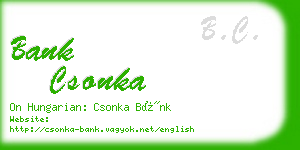 bank csonka business card